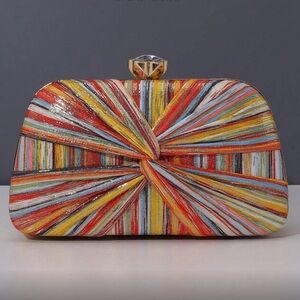 🆕 Multicolored Striped Clutch Handbag